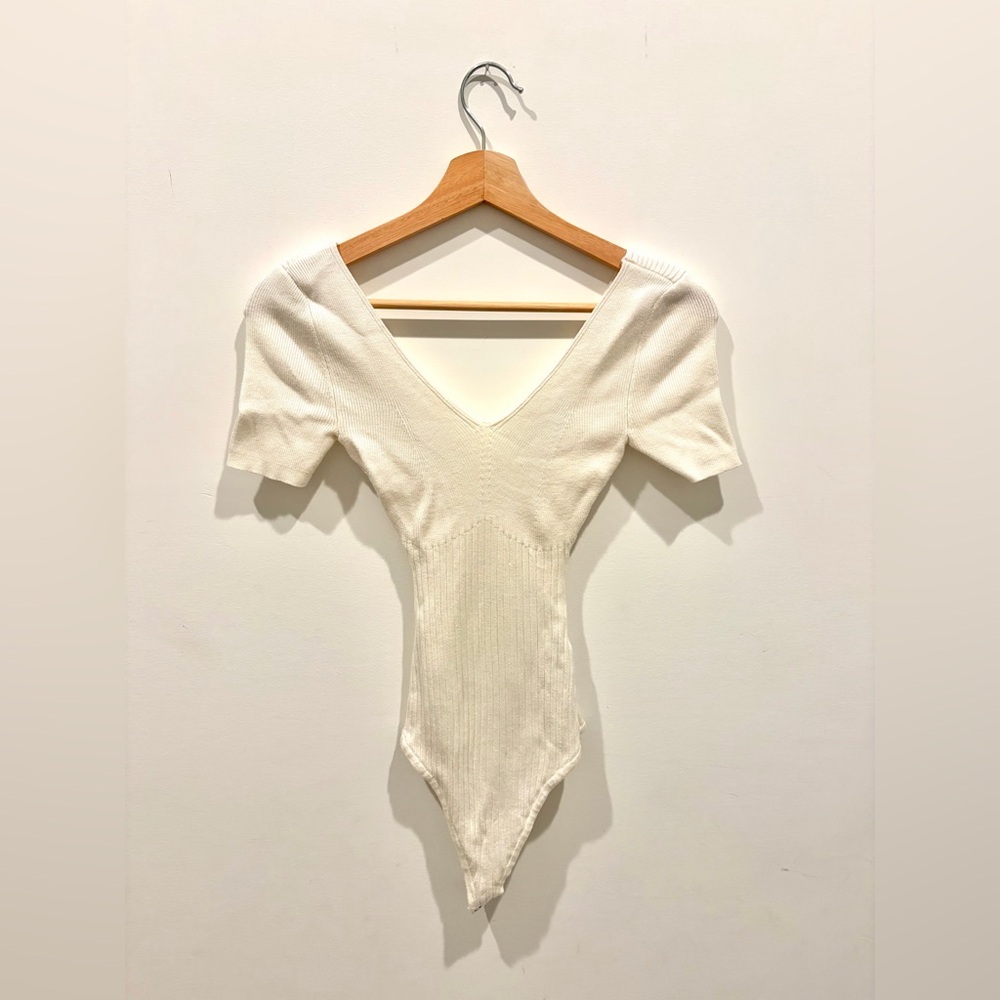 Abercrombie & Fitch XS Short Sleeve Knit White Cream Ribbed Women's Top